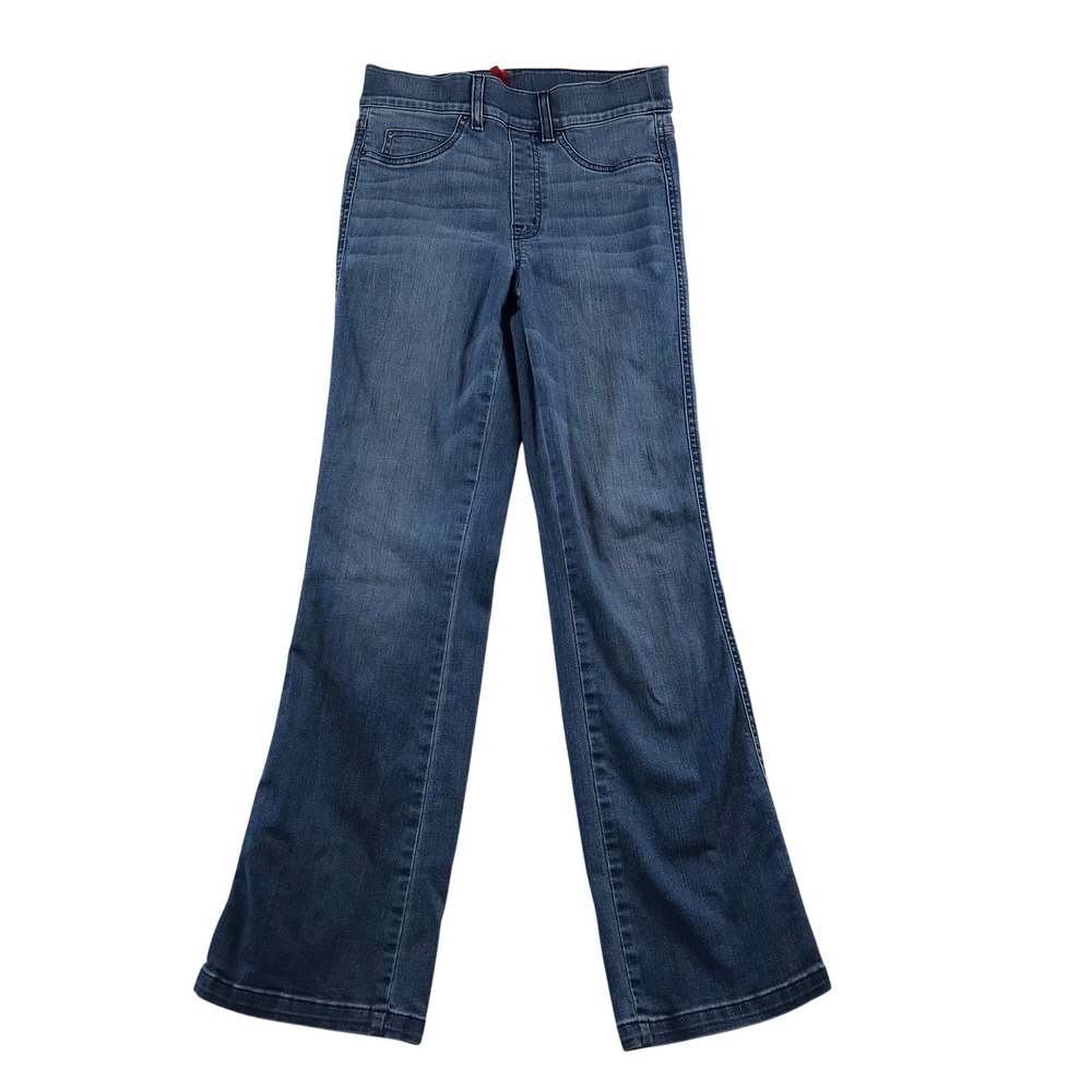 Spanx Flare Jeans Womens Small Tall Blue Medium Wash Pull On High Rise Denim